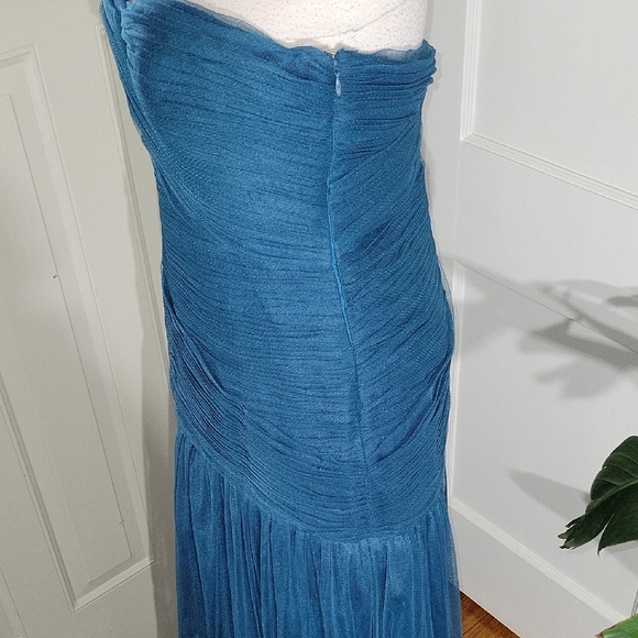 Monique Lhuillier Teal Strapless Evening Gown SZ 10 - Picture 3 of 7